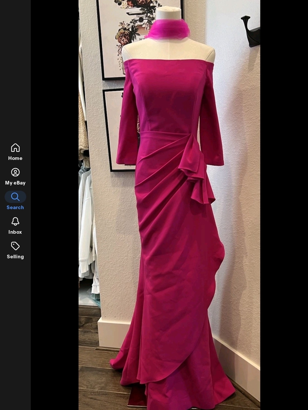 Jovanni 00446 Off-Shoulder Crepe Mermaid Dress Size 4